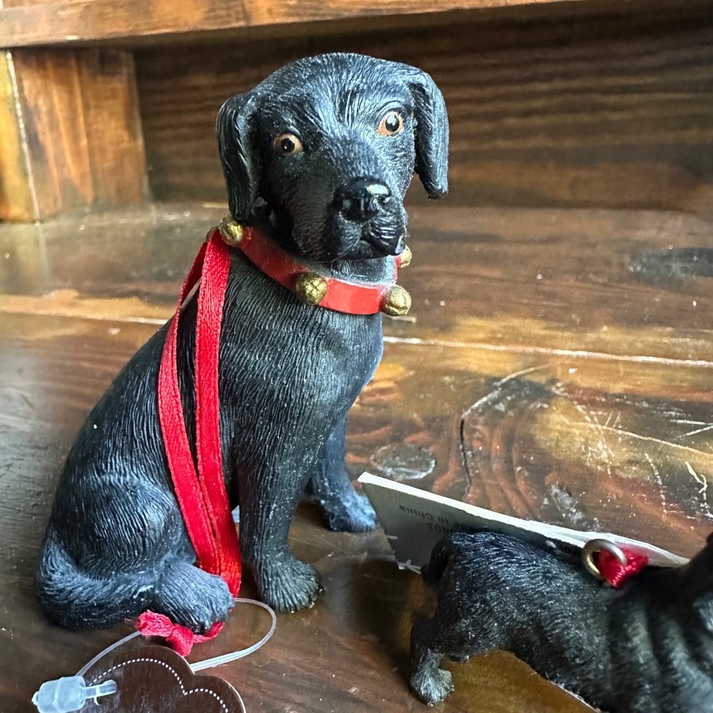 St. Nicholas Square Lab Dog Ornament Set 2003 Target Black Resin Labrador NWT - Picture 3 of 6